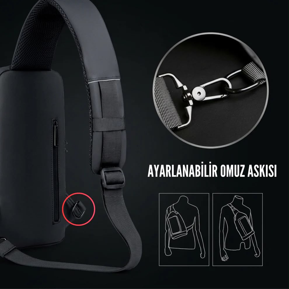 USB Şarj Kablolu Hırsızlığa Karşı Korumalı Omuz Çantası